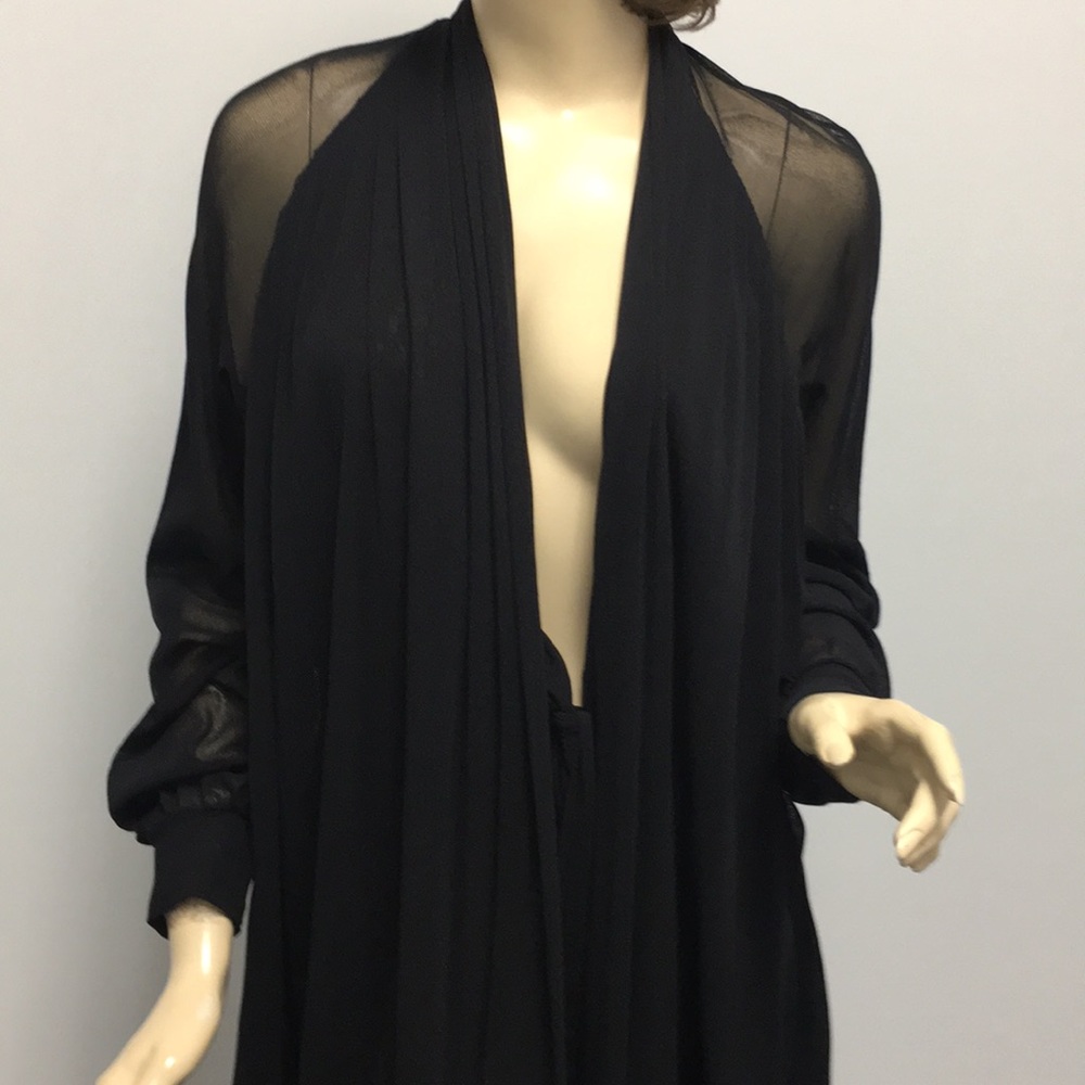 Fuzzi long cardigan duster black mesh size M